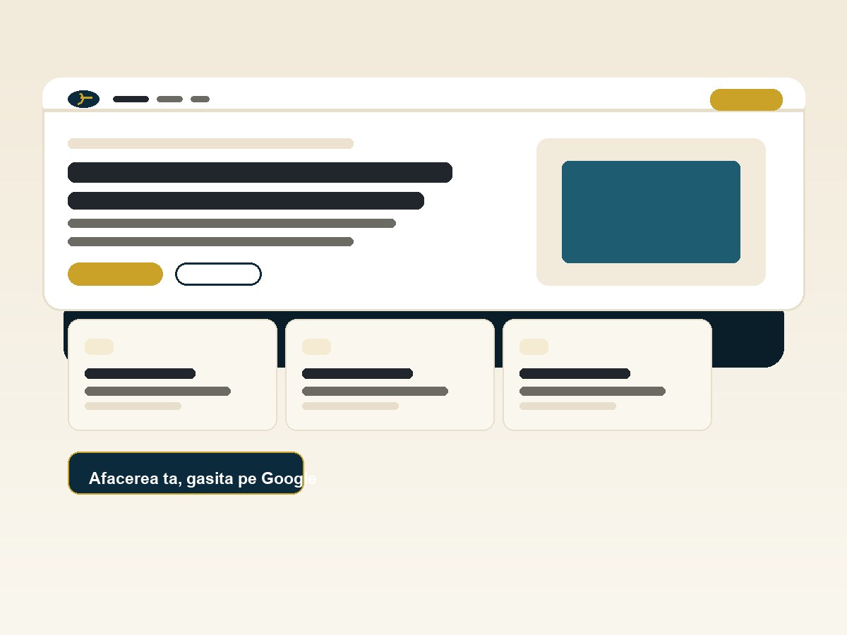 Exemplu de site web pentru o afacere locală, afișat pe laptop